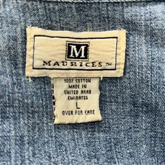 Vintage Maurices Lightweight Blue Denim 100% Cotton Chore Jacket Size Large - Picture 8 of 9